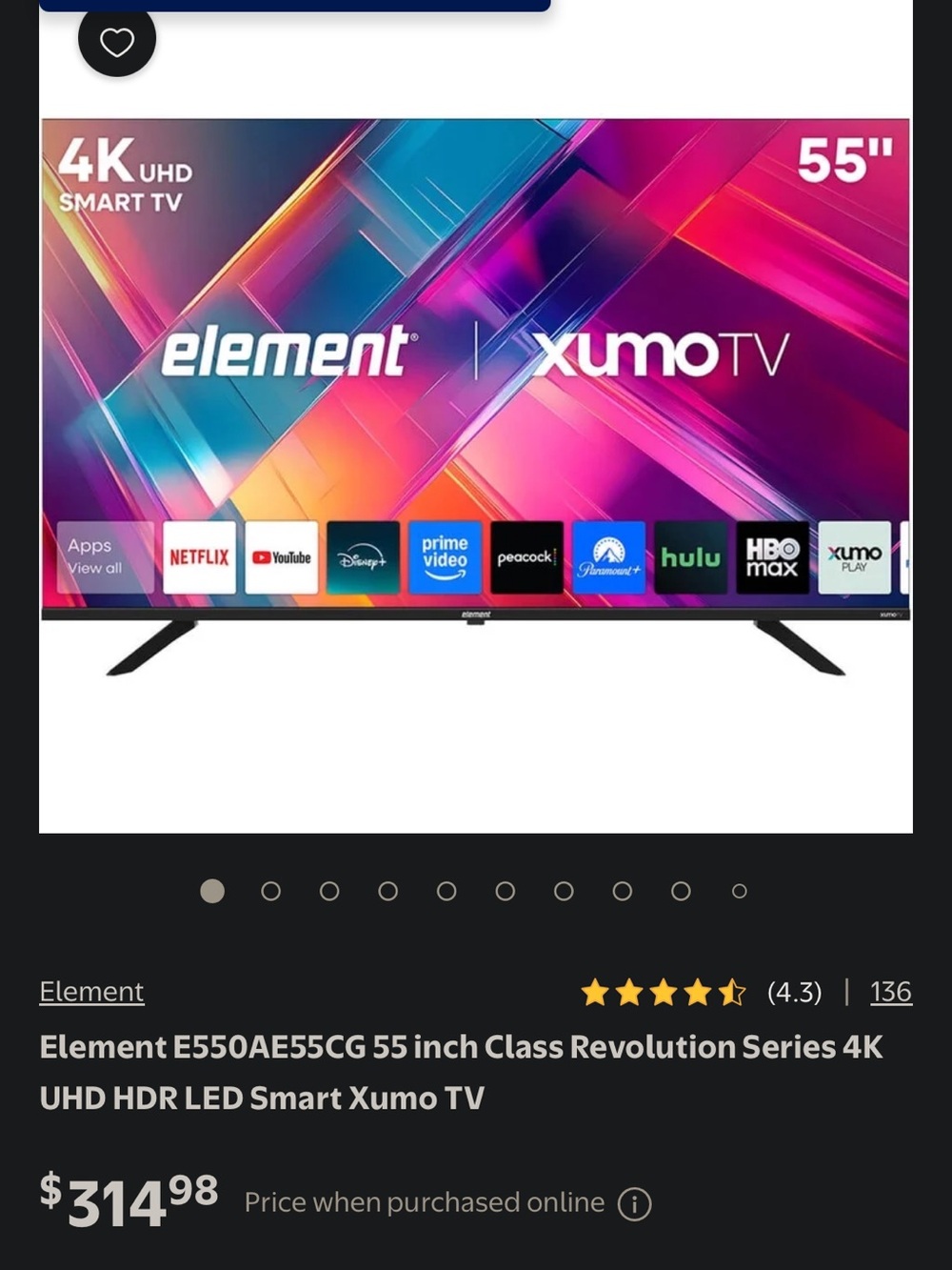 Element 55" Smart TV - Black Frame with Vibrant Multi-Color Display